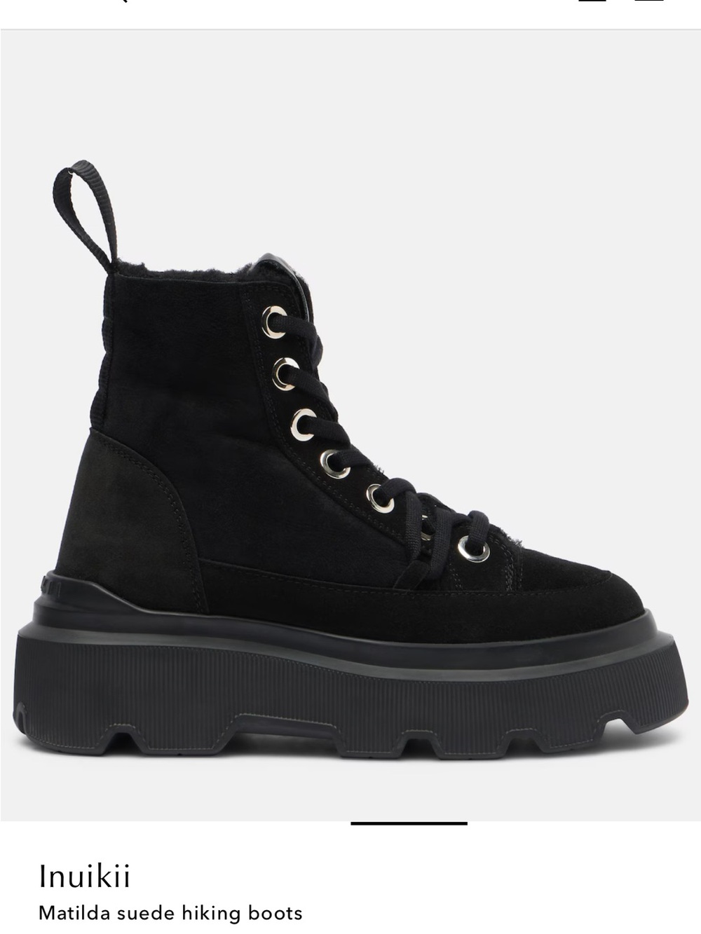 Inuikii Black Matilda Platform Lace-Up Suede Boots